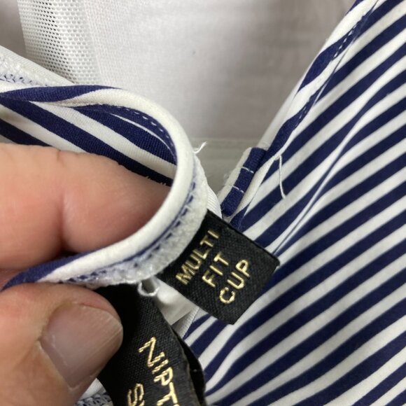 NIP TUCK Size 10 Blue White Striped Multi Fit Cup One Piece Bathing Swimsuit - Picture 8 of 9